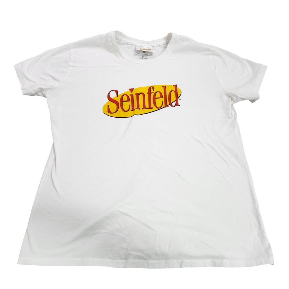 Seinfeld T-Shirt Womens Medium Relaxed Tee White Graphic Logo EUC